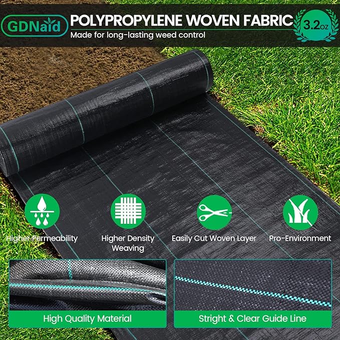 Weed Barrier Fabric 5ftx100ft Landscape Fabric, 3.2oz Weed Barrier Fabric Weed Fabric, Garden Landscaping Fabric