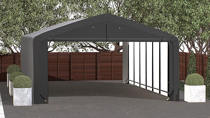 ShelterLogic ShelterTube Garage & Storage Shelter, 20' x 32' x 10' Heavy-Duty Steel Frame Wind and Snow-Load Rated Enclosure, Gray
