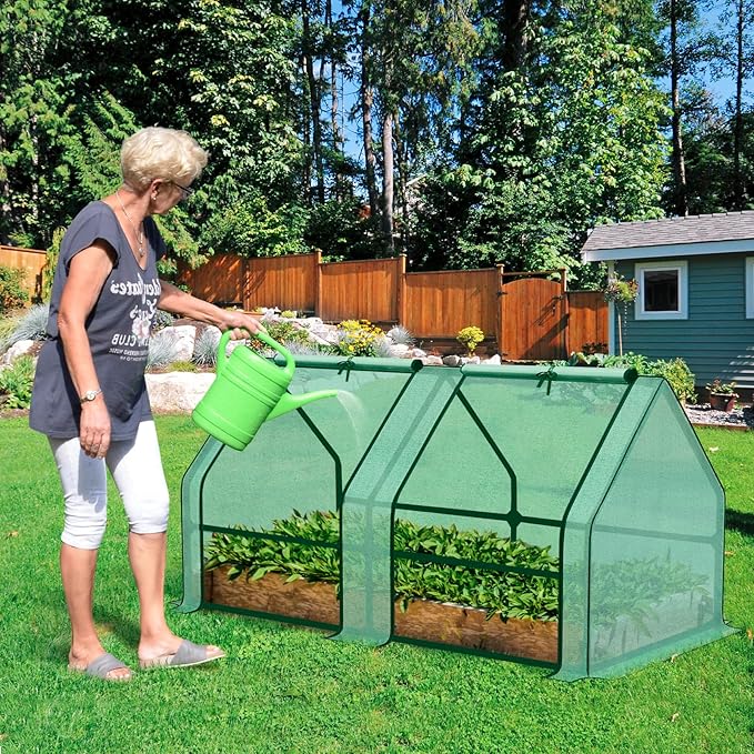 BPS 6x3x3 ft Mini Garden Greenhouse with Dual Covers (PE & PVC) Waterproof, UV-Protected Portable Grow Tent for Flowers, Vegetables, and Herbs in All Seasons