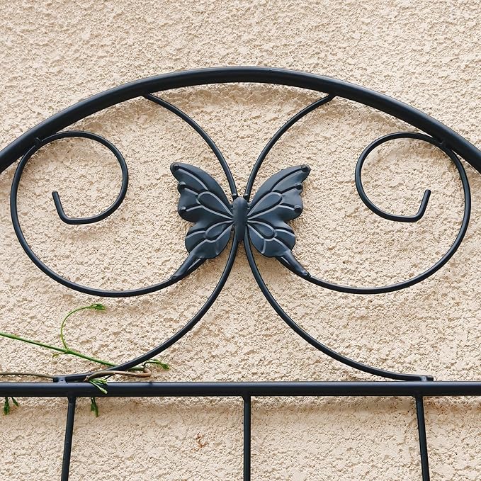 4 Pack Metal Garden Trellis 86.7" Tall Outdoor Climbing Plant Support for Roses, Flowers, Rustproof Durable Black Galvanized Tube, Lawn Garden Fence Decor Screen (4pcs, 86.7" H)