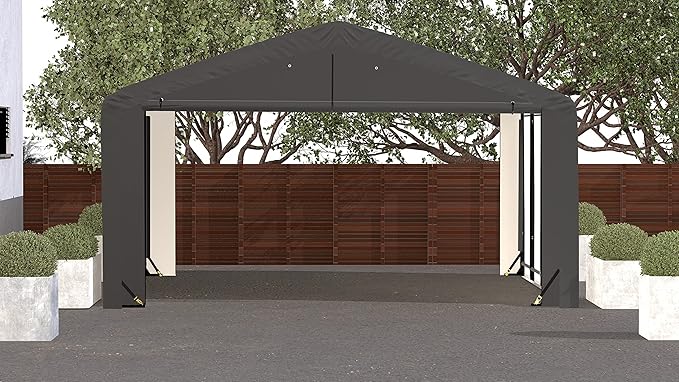 ShelterLogic ShelterTube Garage & Storage Shelter, 20' x 23' x 10' Heavy-Duty Steel Frame Wind and Snow-Load Rated Enclosure, Gray