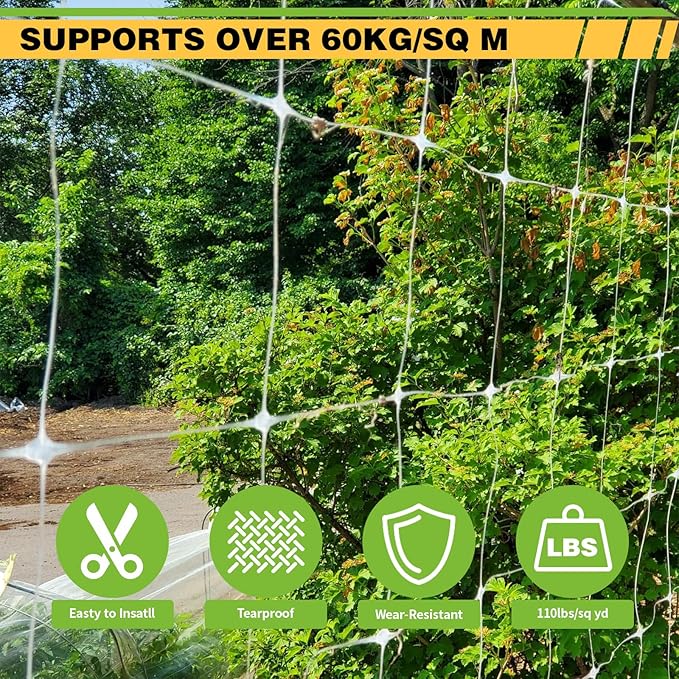 Trellis Netting Roll 4ft x 3280ft, Heavy Duty Plastic Trellis Net, 6” x 6” Squares Mesh Climbing Plants Support Netting, High-Intensity Garden Net for Vegetables, and Vines