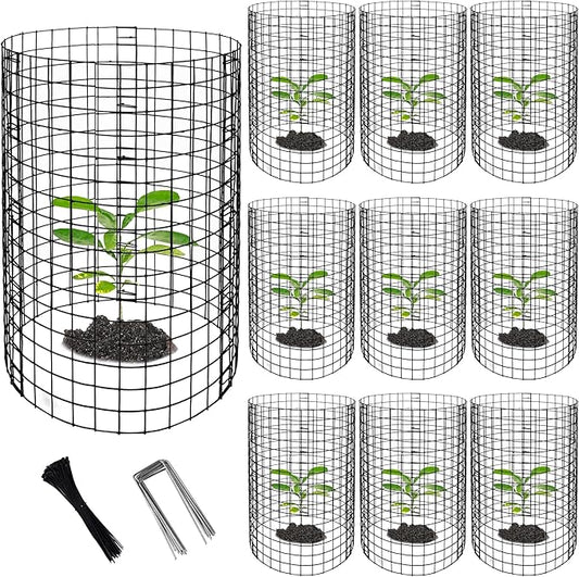 Adnee 10 Packs Wire Plant Protector from Animals - 20" H X 12" D Metal Mesh Plant Cage Covers - Sturdy Garden Bunny Barricades Chicken Wire Cloche for Plants Shrubs Vegetables Flowers