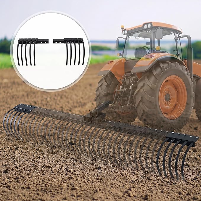 Specraft Tow Behind Landscape Rake Extension Kit, 2 Pack Width Expander with Heavy Duty Steel Tines, Increases Working Width for ATV, Tractor Rakes
