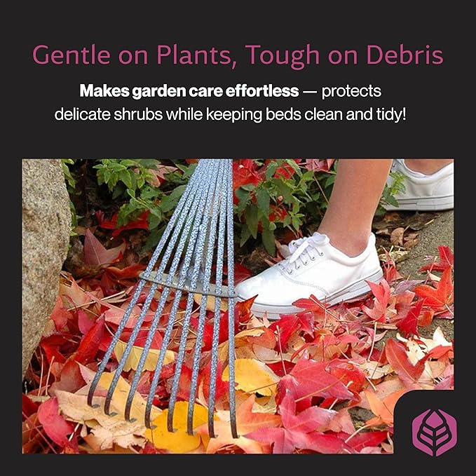 Yard Butler World’s Greatest Shrub Rake | Heavy Duty All Steel Rake with Ergonomic Garden Claw, 20 Free-Floating Tines & Long Metal Handle – Lawn, Yard, Bed, Landscape for Leaves, Grass & Debris, 8"