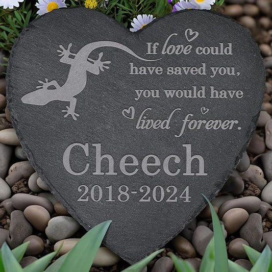 Lizard Memorial Stone - Lizard Statue - Tombstone - Loss Gift - Pet Loss Memorial - Heart