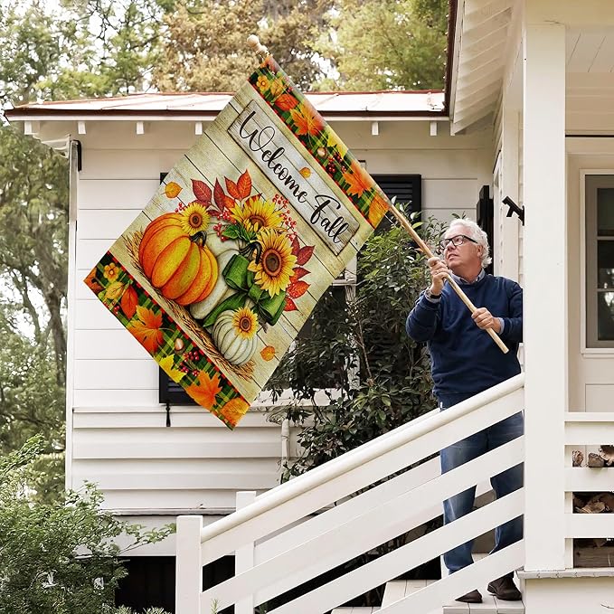 FLAGWIX Pumpkins Fall Flags for Outside - House Flags for Outside 29.5" x 39.5" - Fall Decorations for Home, Thanksgiving Gifts for Women Men, Thanksgiving Decorations for Garden Home Decor