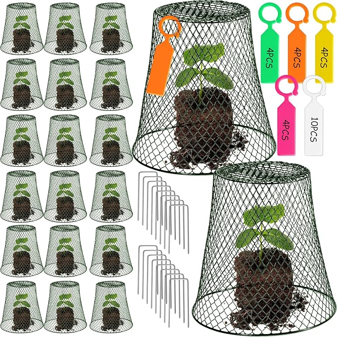 20 Pcs 9×9inch Chicken Wire Plant Covers Wire Garden Cloches Chicken Wire Cloche Plant Protector Metal Heavy Duty Garden Plant Cloche for Keeping Bunnies Chicken Squirrels Birds Other Out
