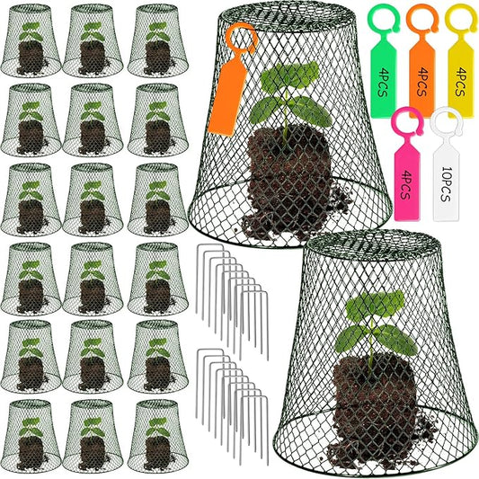 20 Pcs 9×9inch Chicken Wire Plant Covers Wire Garden Cloches Chicken Wire Cloche Plant Protector Metal Heavy Duty Garden Plant Cloche for Keeping Bunnies Chicken Squirrels Birds Other Out