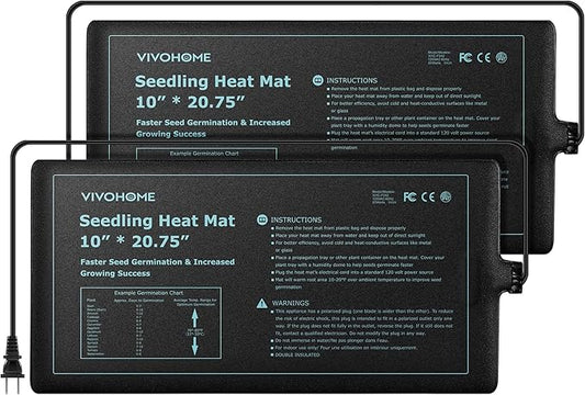 VIVOHOME 20W Waterproof Seedling Heat Mats for Seed Starting Propagation and Increase Germination Success 10 inch x 20.75 inch Pack of 2