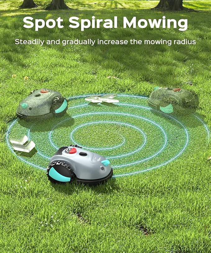 V100 Robotic Lawn Mower, HD Visual Navigation, Smart Obstacle Avoidance & Precision Collision Sensors, Adjustable Cutting Height, Quiet Operation, Ideal for Small Lawns up to 1,600 sq ft