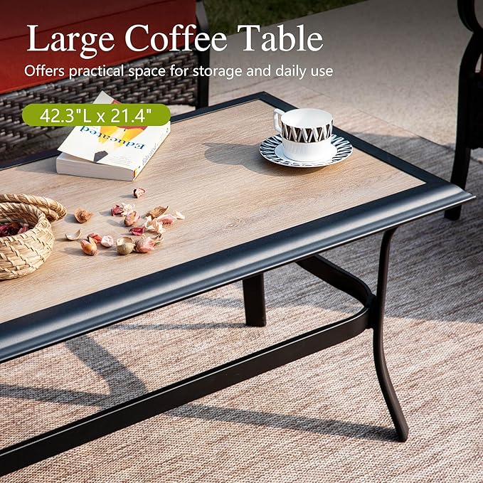 Sophia & William Patio Furniture Set, 4 Piece Metal Outdoor Conversation Set with 2-Seater Outdoor Couch, 2 Swivel Chairs, 1 Coffee Table for Outdoor Seating, Backyard, Porch(Grey)