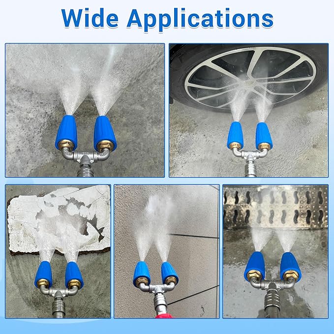 Dual Turbo Nozzle Pressure Washer, 360°Rotating Turbo Nozzle with 1/4" Quick Connector, 2.0 Orifice Twin Turbo Nozzle, 4-6 GPM, 4000 PSI
