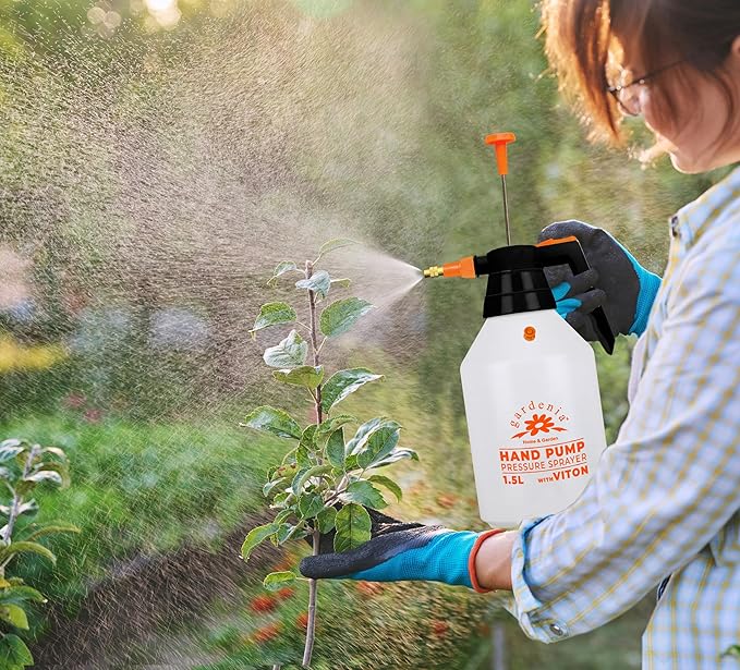 Handheld Pumping Sprayer Viton Seals Sprayers in Lawn and Garden, Spray Bottles for Cleaning Chemical Sprayer Continuous Spray Bottle for Plants 1.5L (0.4 Gal/51oz)