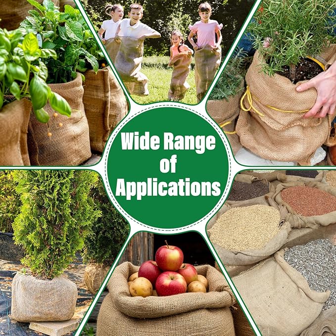 Riare 4 Packs 45 × 70 Inch Burlap Winter Plant Cover Bags with Drawstring- Reusable Large Burlap Sack Plant Frost Protector, Plant Frost Cloth Cold Tree Freeze Blanket for Outdoor Plants Fruit Shrubs