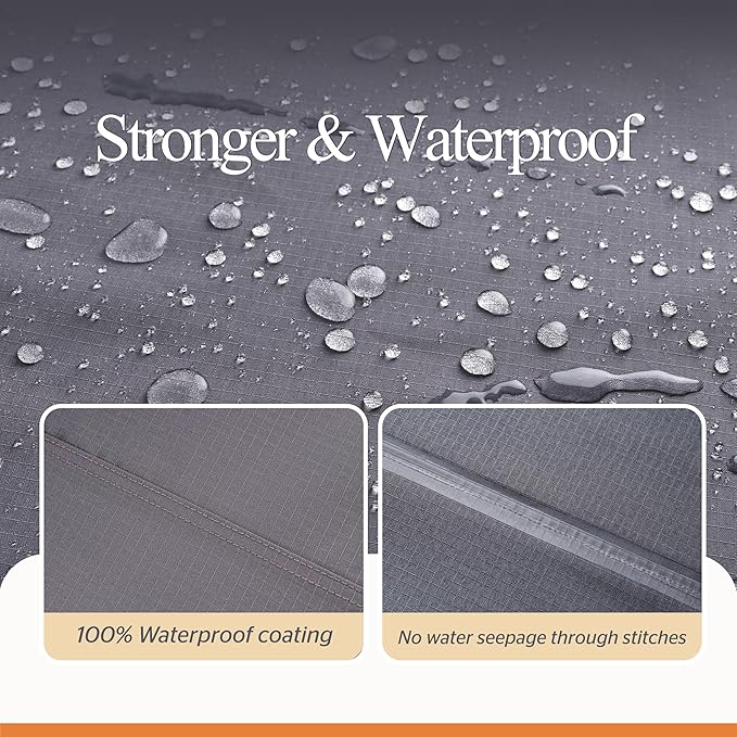 Grey Patio Chair Covers, Heavy Duty Waterproof Outdoor Adirondack Covers, Tolix Chairs, 34" W x 36" D x 36" H, 2 Pack