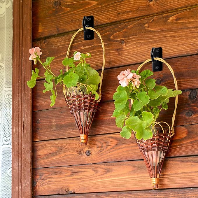 Ceiling Hooks for Hanging Plants: Iron Plant Bracket for Wall Mount - Metal Plant Hanger Indoor Hooks - 8 Pack