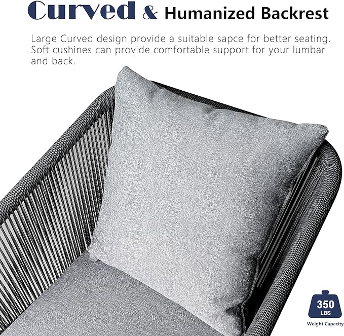 7 Pieces Patio Dining Set for 6 - All Weather Outdoor Dining Sets, All in One Outdoor Table and Chairs, Wicker Outdoor Patio Furniture Sets with Cushions and Pillows, Grey