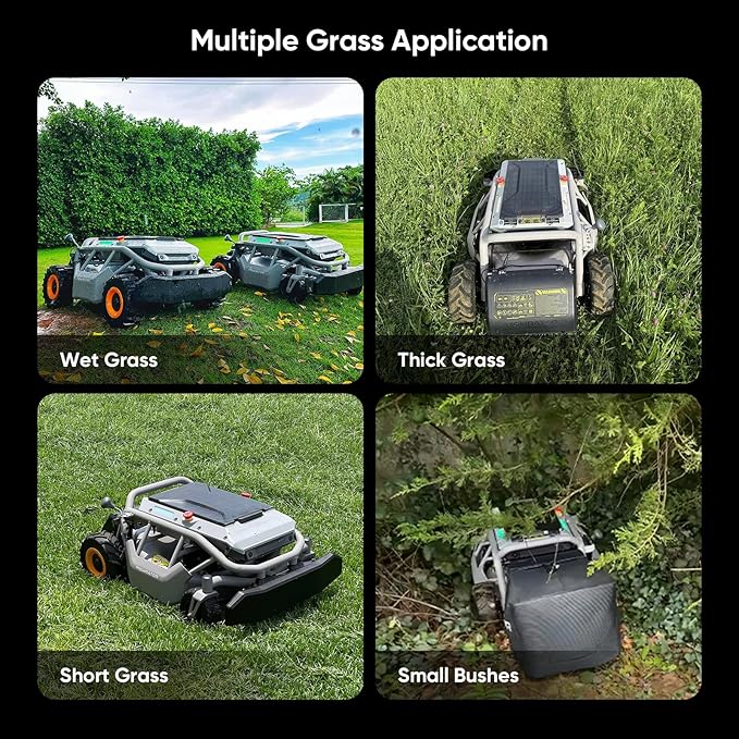 Remote Control Lawn Mower S1 2WD 56V12Ah, Multi-Functions RC Lawn Mower with 1.8-4.6 Inch Cutting Height 21 Inch Real Blade for Mowing 0.75 Acres