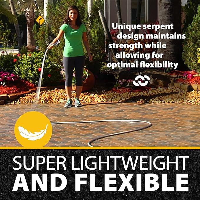 Bionic Steel 25 Ft Metal Garden Hose with Nozzle, 25Ft x 5/8 In. Premium 304 Stainless Steel Metal Water Hose, Flexible Non Kinking, Lightweight, Heavy Duty, for Yard, Outdoor