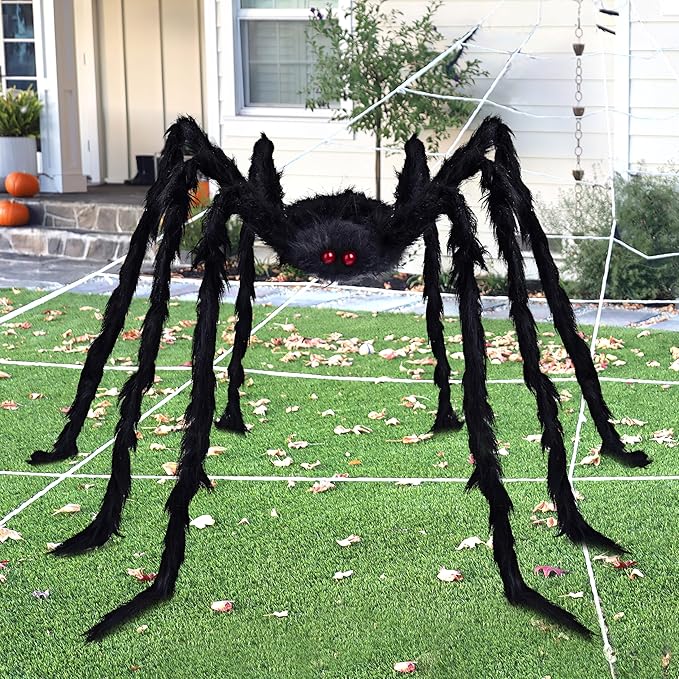 JOYIN 9 Ft Halloween Spider Outdoor Decorations, Giant Spider Scary Large Props, Halloween Lawn Porch Yard Garden Tree Decorations, Creepy Haunted House Party Supplies, and Indoor Outside Decor