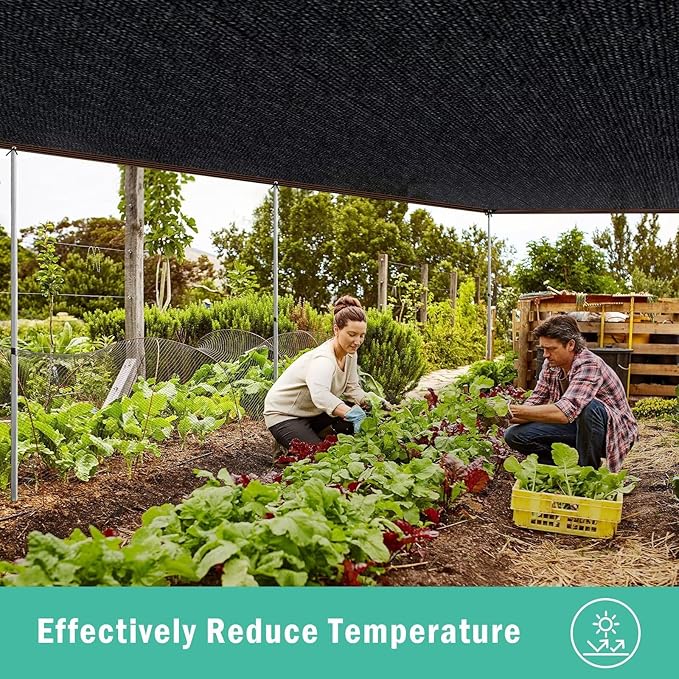 QNLONG Shade Cloth for Garden， 90% Black Shade Net Mesh Tarp with Grommets Sun Shade Cover Tear Resistance for Plants Greenhouse Chicken Coop Vegetables Pergola 10X10FT