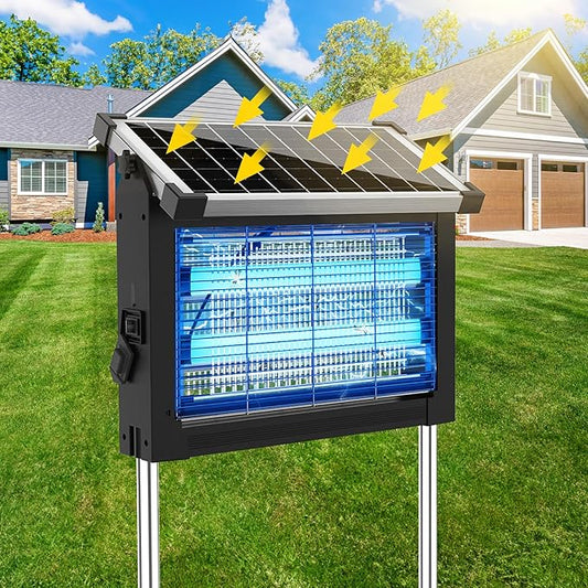 Solar Bug Zapper, 4500V IP66 Waterproof Outdoor Portable Rechargeable Electric Mosquito Killer for Camping, Patio, Garden Mosquito Zapper for Outdoor Use