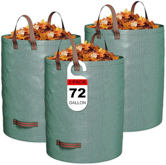 GreatBuddy 72 Gallon Reusable Yard Waste Bag,Heavy Duty,3 Pack Upright Lawn Bags with 4 Reinforced Handles for Garden Leaves and Waste Collection,Lightweight and Portable
