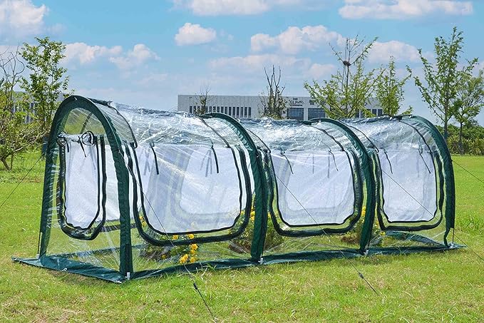 Poray Pop Up Tunnel Greenhouse Garden Portable Greenhouse Gardening Flower House Plant Sunshine Room with PVC Cover for Protecting Plant from Cold Frost & Birds Insects mesh
