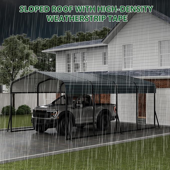 12' x 20' x 8.5' Heavy Duty Metal Carport with Galvanized Steel Roof, Steel Carport Kits Outdoor with Metal Roof, Galvanized Car Shelter for Tractors, Pickup, Boat, Car