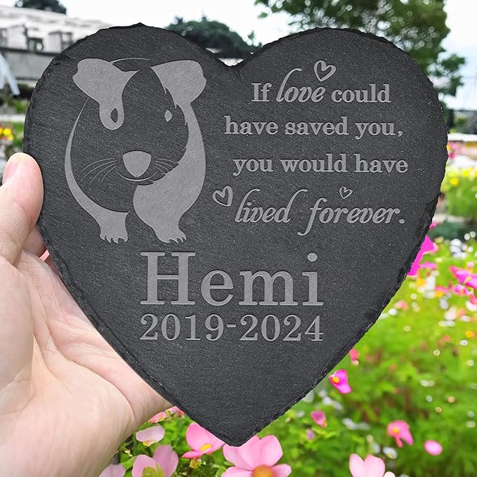 Guinea Pig Memorial Stone - Garden Statue - Memorial Gifts - Tombstone - Loss Gift - Heart
