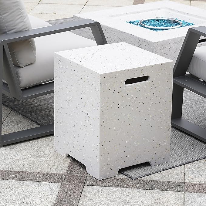 NAGA HABNA 56 Inch Propane Fire Pit Table, Rectangle Outdoor Fire Table w Tank Table (50,000 BTU), 2 Piece Gas Fire Pit w Blue Fire Glass for Garden, Pool, Backyard