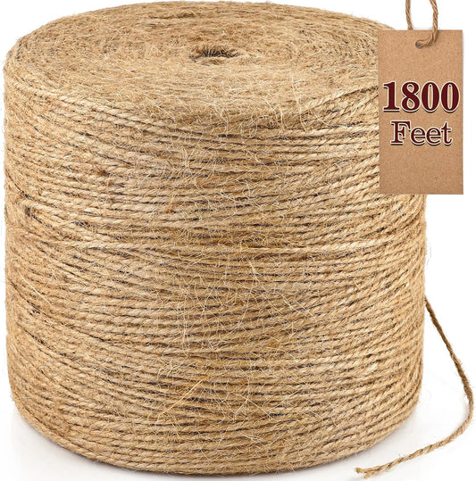 XSEINO 1800 Feet Natural Jute Twine Strong Garden Twine Rope for Arts Crafts Gift Wrapping Gardening Tomato Climbing Plant Tie Floristry Packing Decor