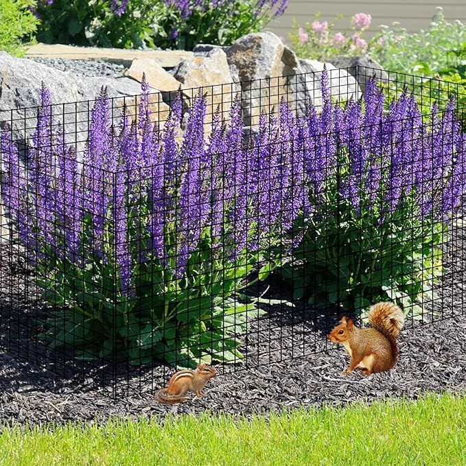10 Pack Plant Protector from Animals, 12'' x 12'' Square Metal Plant Cages Wire Plant Protectors 40pcs Metal Mesh to Keep Animals Out, Garden Protection Bunny Barricades for Garden Flowers Vegetables