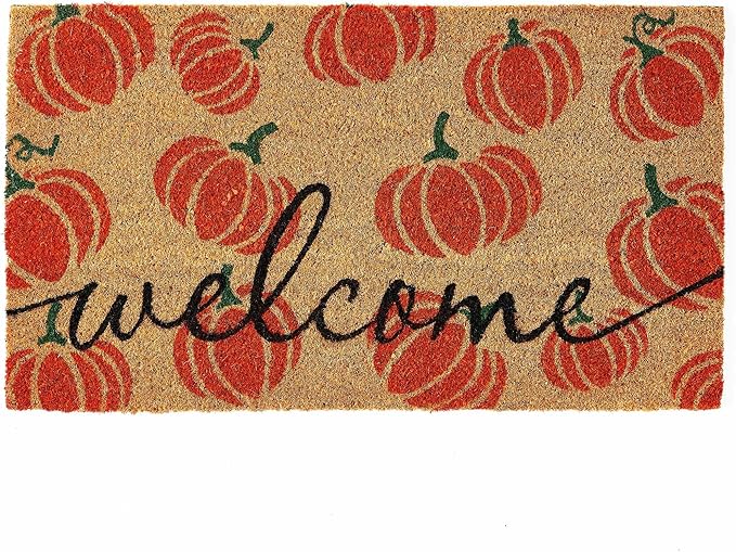 KANKUN Halloween Coco Coir Door Mat with Heavy Duty Backing, Welcome Doormat (17" x 30"), Doormat Entrance (Welcome1 - Halloween)