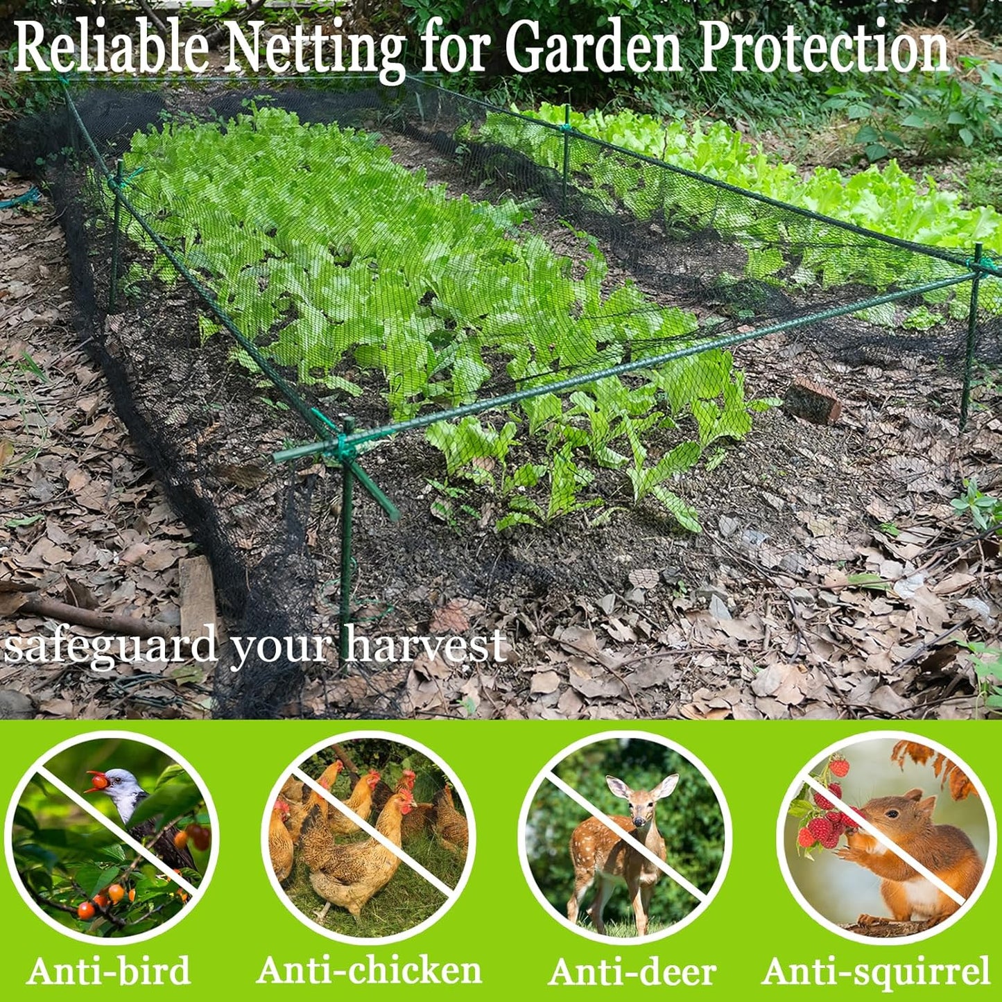 Meanchen Bird Netting 15x20 Ft, 1/2In Mesh Heavy Duty Garden Netting Pest Barrier for Plants, Vegetables, Extra Strong Woven Mesh Netting, Animal Fencing for Fruit Trees Against Birds, Deer, Poultry