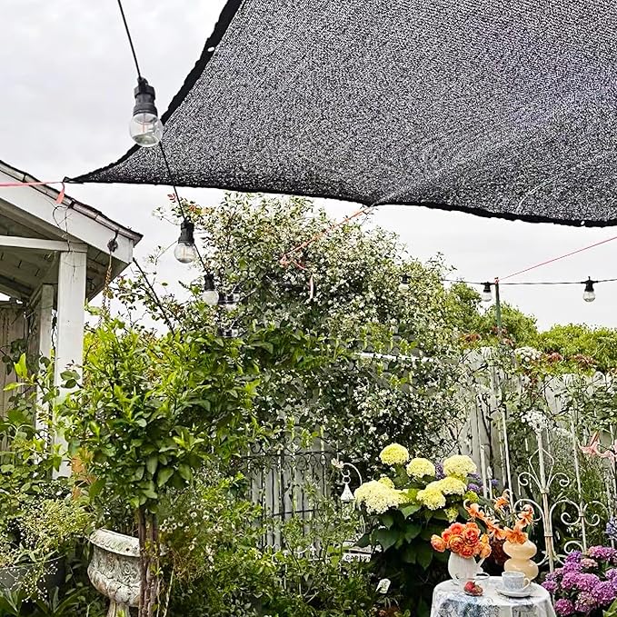 winemana 50% Black Shade Cloth, 3.3 x 6.6 FT Durable Mesh Tarp with Grommets, Garden Sunblock Shade Cloth Shading Antifreezing for Plants Cover, Greenhouse, Barns Kennel, Patio, Tomatoes