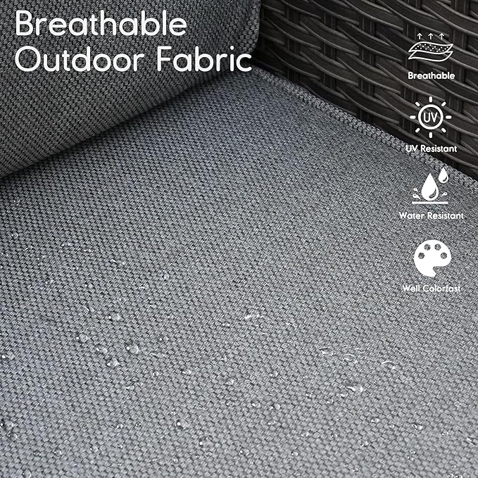 HOOOWOOO 11 Piece Patio Sectional Furniture Set with Fire Pit Table,Modern Wicker Outdoor Conversation Sofa Sets,Weather Resistant Modular L Shaped Outside Couch Swivel Chair Set(Charcoal Grey)