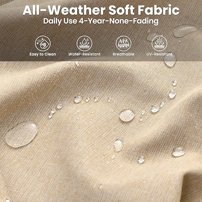 ovios 5 Pieces Patio Furniture Set, Outdoor Wicker Sofa Couch with Swivel Chairs 42" Fire Pit Table, All Weather High Back Modern Conversation Sets, Brown Rattan, Beige