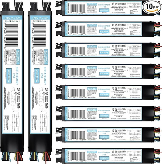 10 Pack - Replacement for ICN-2P32-SC 1 & 2 Lamp T8 Fluorescent Electronic Ballast - 120-277 Volt - Instant Start - UL Approved