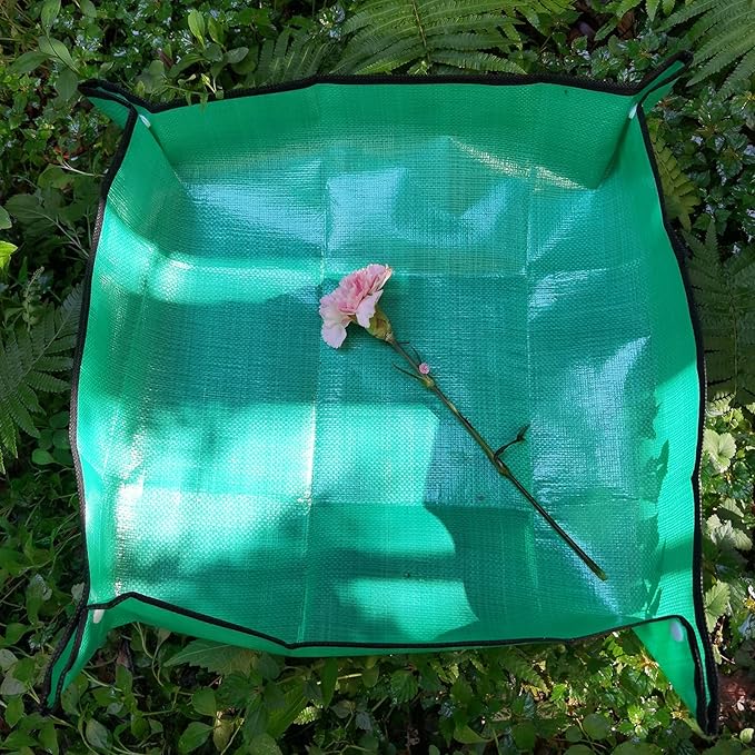 RESTCLOUD Indoor Plant Repotting Mat Potting Tray, Poo Poo Platter for Butterfly Cage, 19.6 x 19.6 Inches, Green, Set of 2 (26 x 26 Inches Set of 2)