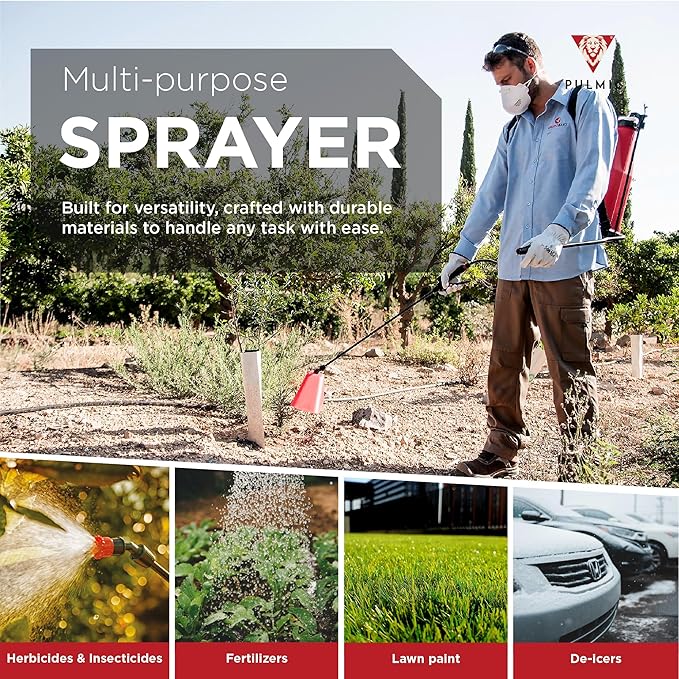 PULMIC Raptor 16 Professional Backpack Sprayer, Lawn and Garden Sprayer, Padded Shoulder Strap for Pests & Weeds, Watering, and Spraying Plants, Manual Pump with Lower Wear, 4 Gallon Backpack Sprayer