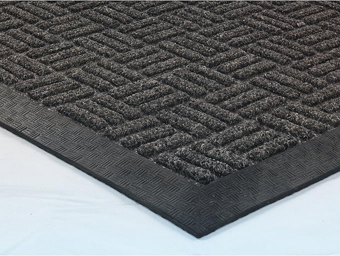 Ottomanson Easy Clean, Waterproof Non-Slip Indoor/Outdoor Rubber Doormat, 18" x 30", Charcoal