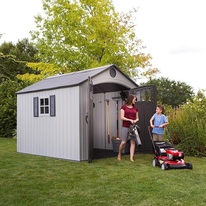 Lifetime 60202 8 x 10 Ft. Outdoor Storage Shed, Gray