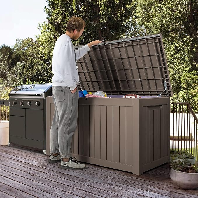 Devoko XXL 230 Gallon Resin Large Deck Box Waterproof Outdoor Storage Box Loackable for Patio Furniture Cushions and Garden Tools