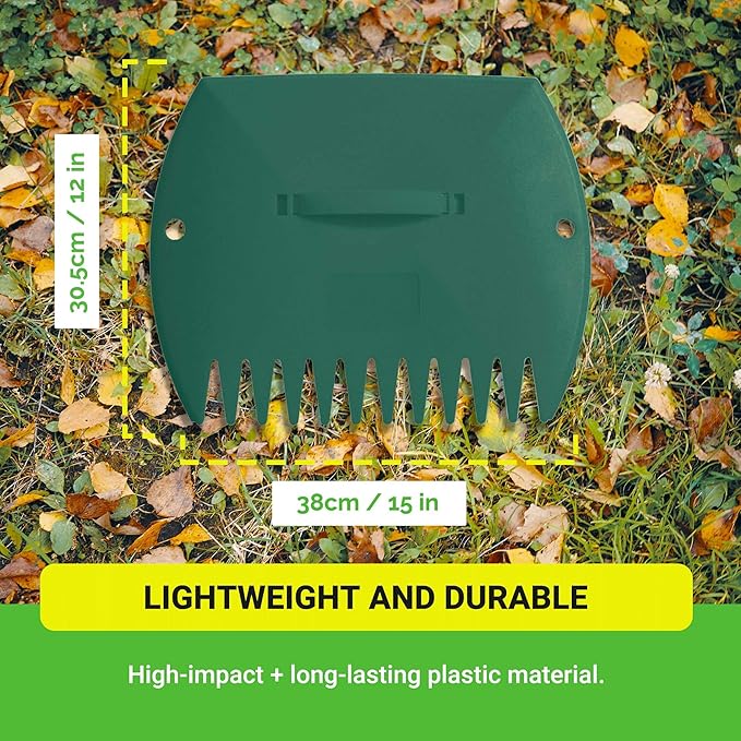 GardenHOME Leaf Scoops Hand Rakes, Large Leaf Grabbers for Yard Work and Garden Use, Clear and Collect Garden Rake, Leaf Scooper and Claws for Leaves, Lawn Debris, and Trash Cleanup, Green