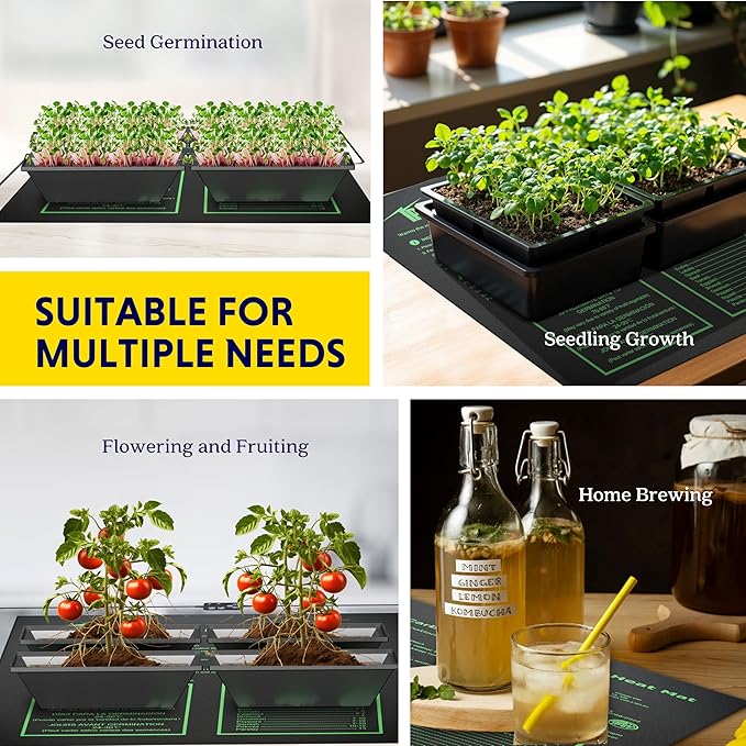 iPower 20"x20.75" Seedling Heat Mat with Built-in Temperature Controller, MET Certified Waterproof Plant Heating Pad, for Germination, Breeding, Brewing