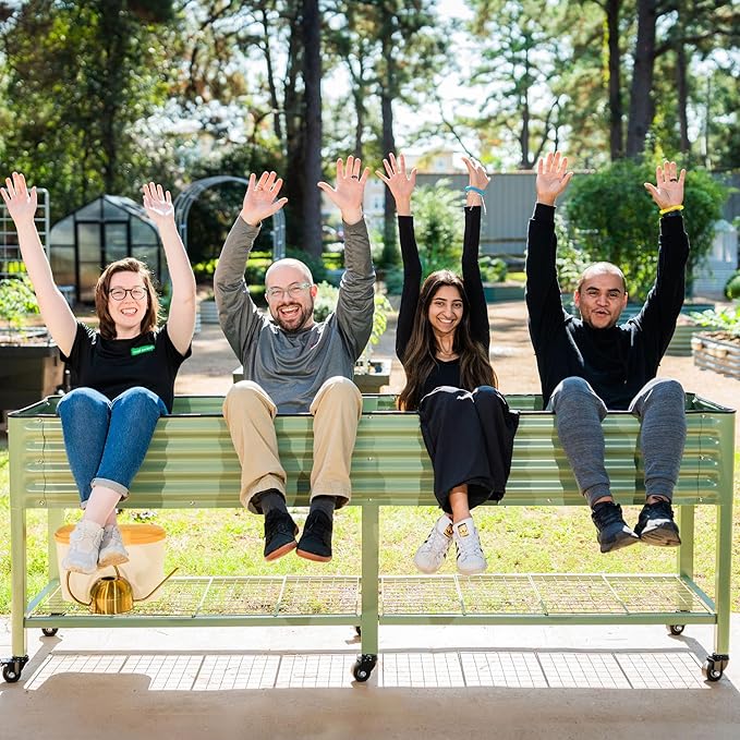 Elevated Raised Garden Bed-V Series, 2' x 8' Garden Beds with Legs & Storage Rack for Patio Porch, 1400 Lbs Weight Capacity, Outdoor Planter Boxes for Gardening Herbs Vegetables Flowers, Modern Gray