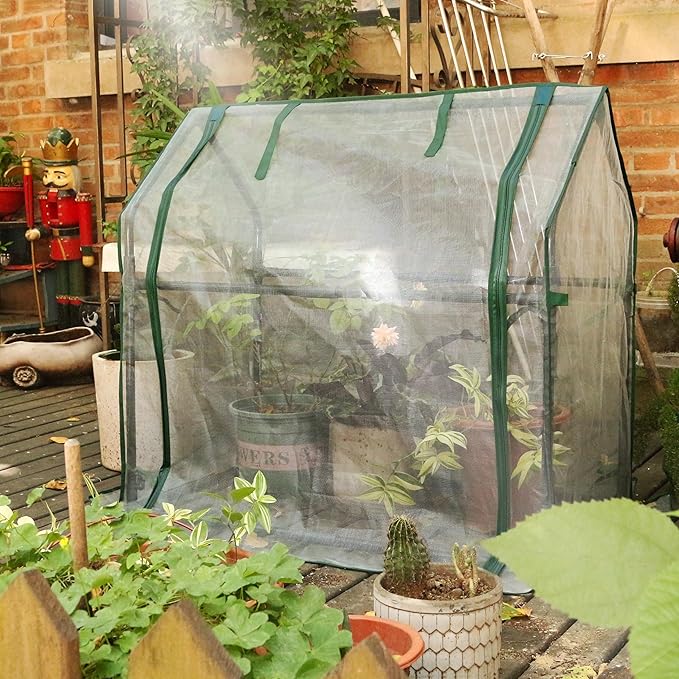 Gardzen Mini Greenhouse with Mesh Cover, Portable Outdoor Greenhouse, Enhanced Ventilation, Ideal for Spring, Summer & Fall, 36.2"(L) x18.9(W) x33.3(H)