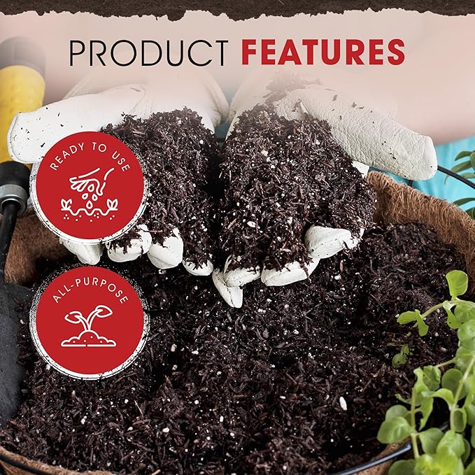 Michigan Peat Garden Magic Indoor and Outdoor Organic Planting Potting Topsoil Mix with Perlite Blend and Moisture Retention, 40-Pound Bag (2 Pack)